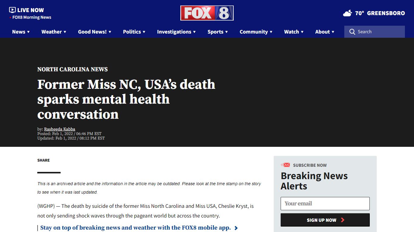Former Miss NC, USA’s death sparks mental health conversation